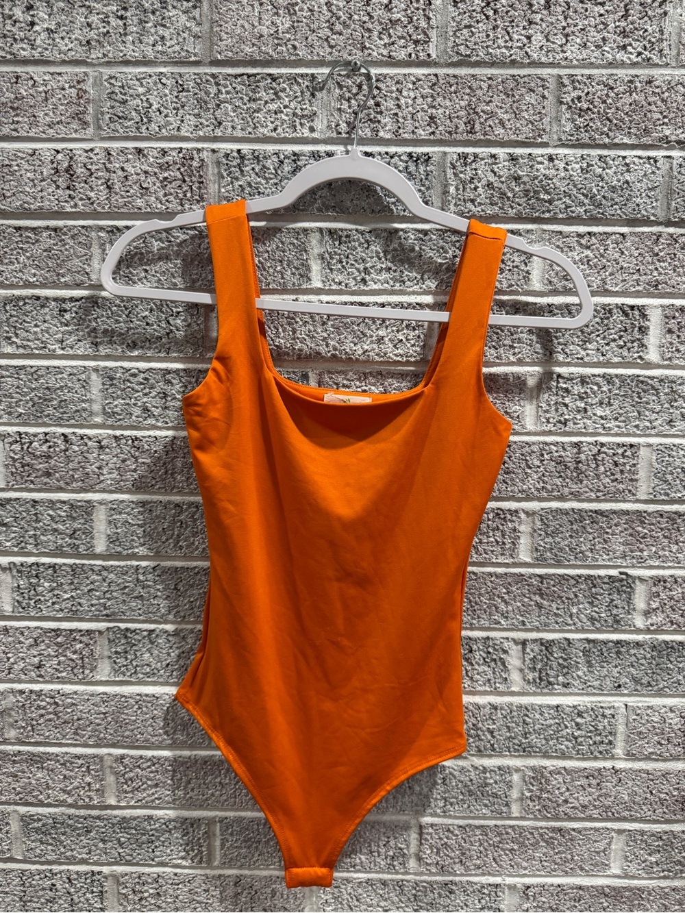 Women's Orange Scoop Neck Bodysuit